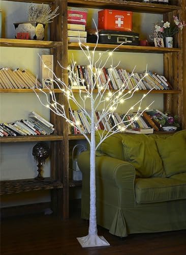 4 Feet Birch Tree, 48 LED Lights, Warm White, for Home, Festival, Party, and Christmas Decoration, Indoor and, alternate view
