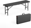 4 feet Plastic Folding Bench, Portable in/Outdoor Picnic Party Camping Dining Seat, Garden Soccer Multipurpose