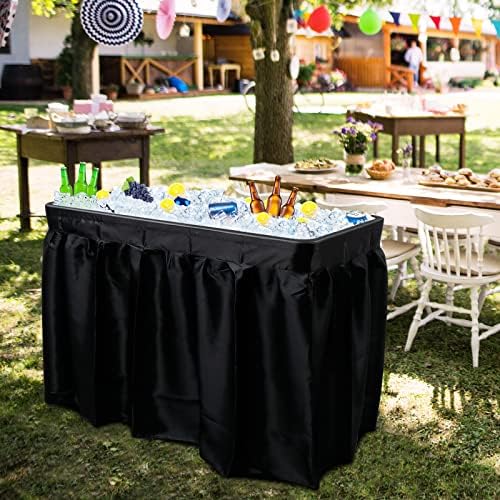 4 Foot Folding Party Ice Cooler, Portable Tailgate Camp Fishing Cleaning Table, Plastic with Matching Skirt, Ice, alternate