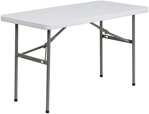 4-Foot Granite White Plastic Folding Table