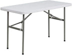 4-Foot Granite White Plastic Folding Table