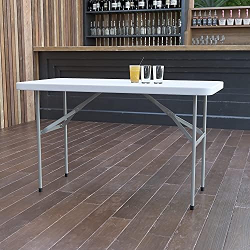 4-Foot Granite White Plastic Folding Table, alternate view 2