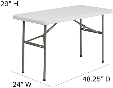 4-Foot Granite White Plastic Folding Table, alternate view 3