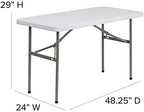 4-Foot Granite White Plastic Folding Table, alternate view 3