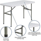 4-Foot Granite White Plastic Folding Table, alternate view 4