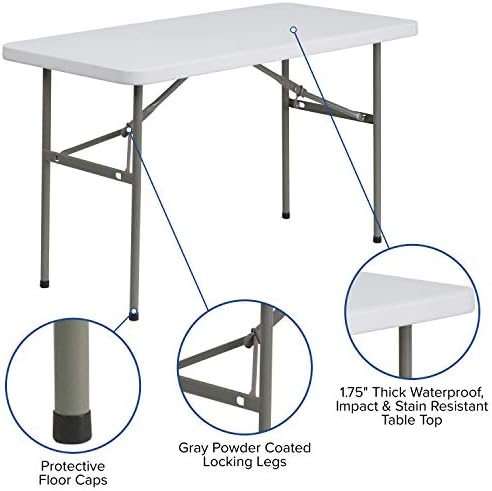 4-Foot Granite White Plastic Folding Table, alternate view 4