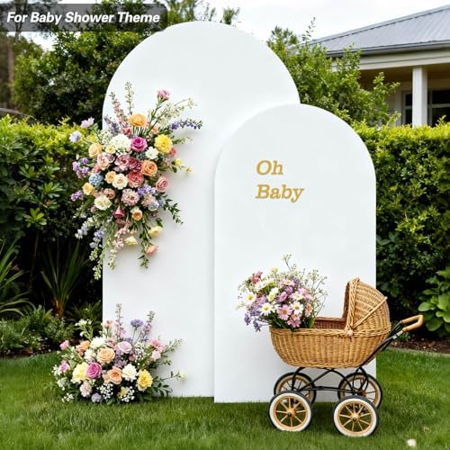 4 FT Arch Backdrop Cover, Wedding White Arch Covers Stretchy Backdrop Spandex Fitted for Chiara Stand Birthday, alternate