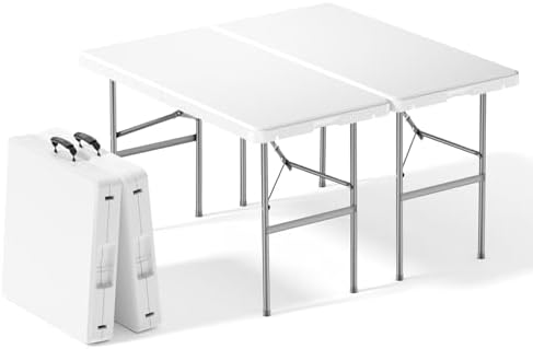 4 FT Folding Picnic Table 2 Pack, Easy to Fold and Store