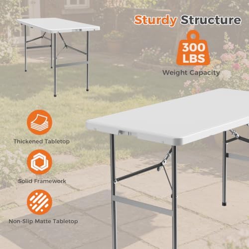 4 FT Folding Picnic Table 2 Pack, Easy to Fold and Store, alternate view 4