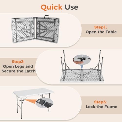 4 FT Folding Picnic Table 2 Pack, Easy to Fold and Store, alternate view 6