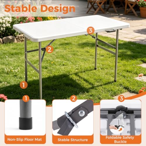 4 FT Folding Picnic Table, Easy to Fold and Store, alternate view 5