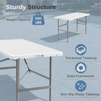 4 FT Folding Picnic Table, Portable Plastic Table, Easy to Keep, alternate view 4