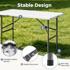 4 FT Folding Picnic Table, Portable Plastic Table, Easy to Keep, alternate view 5