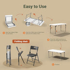 4 FT Folding Table Set with 4 Folding Chairs, Heavy Duty Steel Frame, alternate view 6