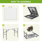 4 Ft Folding Table Wood Grain Desktop & 350lbs Weight Capacity Plastic Folding Table Heavy Duty Portable Table, alternate