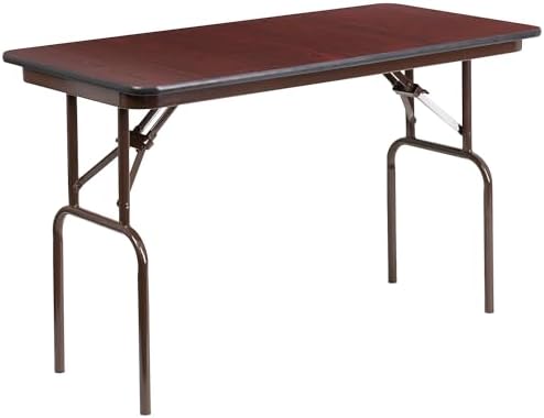4 ft Laminate Folding Banquet Table, Mahogany