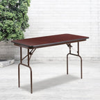 4 ft Laminate Folding Banquet Table, Mahogany, alternate view 2
