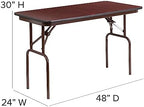 4 ft Laminate Folding Banquet Table, Mahogany, alternate view 3