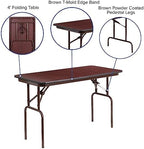 4 ft Laminate Folding Banquet Table, Mahogany, alternate view 4