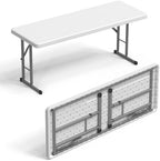 4 FT Narrow Folding Table, Premium Quality HDPE Material and Sturdy Metal Frame, Perfect for Buffet, Seminar