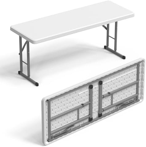 4 FT Narrow Folding Table, Premium Quality HDPE Material and Sturdy Metal Frame, Perfect for Buffet, Seminar