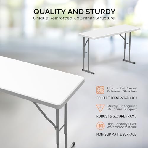 4 FT Narrow Folding Table, Premium Quality HDPE Material and Sturdy Metal Frame, Perfect for Buffet, Seminar, alternate view