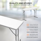 4 FT Narrow Folding Table, Premium Quality HDPE Material and Sturdy Metal Frame, Perfect for Buffet, Seminar, alternate view