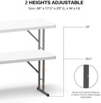 4 FT Narrow Folding Table, Premium Quality HDPE Material and Sturdy Metal Frame, Perfect for Buffet, Seminar, alternate view