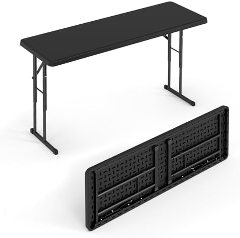 4 FT Narrow Folding Table, Premium Quality HDPE Material and Sturdy Metal Frame, Perfect for Buffet, Seminar