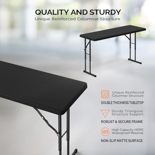 4 FT Narrow Folding Table, Premium Quality HDPE Material and Sturdy Metal Frame, Perfect for Buffet, Seminar, alternate view