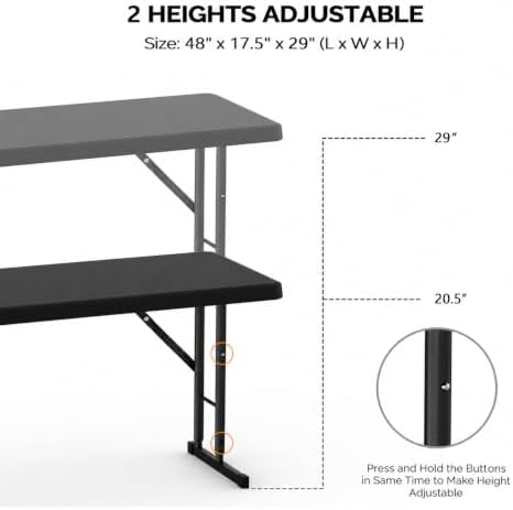 4 FT Narrow Folding Table, Premium Quality HDPE Material and Sturdy Metal Frame, Perfect for Buffet, Seminar, alternate view