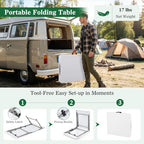 4 FT Portable Camping Table, Adjustable Fold-in-Half Table with HDPE Tabletop & Metal Legs, Patio Folding Dining, alternate