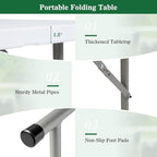 4 FT Portable Camping Table, Adjustable Fold-in-Half Table with HDPE Tabletop & Metal Legs, Patio Folding Dining, alternate