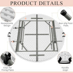 4 FT Round Folding Tables with Carrying Handle Lightweight Portable Plastic Commercial Table Steel Legs for, alternate view 3