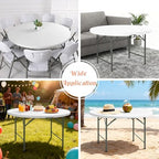 4 FT Round Folding Tables with Carrying Handle Lightweight Portable Plastic Commercial Table Steel Legs for, alternate view 7