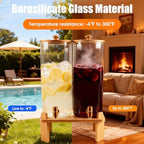(4 gallon)2 Gallon 2 Pack large Glass Drink dispenser for parties, Beverage Dispenser With Wood Stand, Water, alternate view