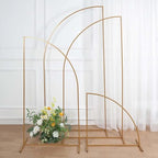 4 Gold Metal Floral Display Frame Half Moon Backdrop Stand Wedding Arch Set Party Events Reception Decorations, alternate