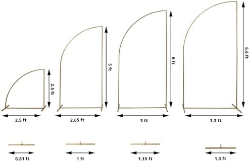 4 Gold Metal Floral Display Frame Half Moon Backdrop Stand Wedding Arch Set Party Events Reception Decorations, alternate
