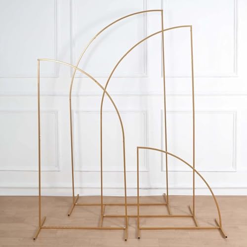 4 Gold Metal Floral Display Frame Half Moon Backdrop Stand Wedding Arch Set Party Events Reception Decorations, alternate