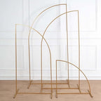 4 Gold Metal Floral Display Frame Half Moon Backdrop Stand Wedding Arch Set Party Events Reception Decorations, alternate