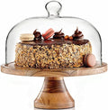 4-in-1 Cake Stand with Glass Dome, Cheese Board, Tray in Clear
