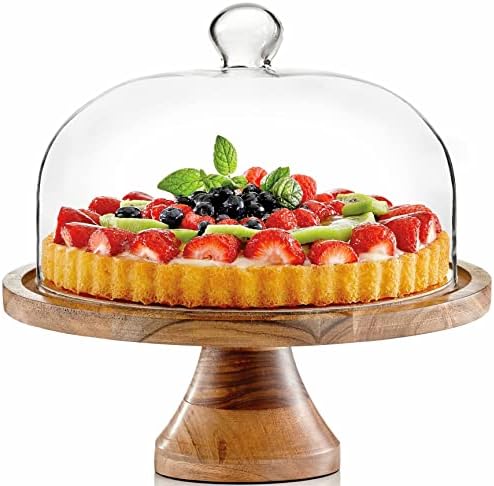 4-in-1 Cake Stand with Glass Dome, Cheese Board, Tray in Clear, alternate view 2
