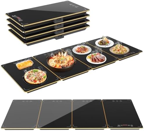 4-in-1 Detachable Electric Warming Tray, Expandable Buffet Server 33x15 Inch, 104-248°F with 24H Timer, Chafing