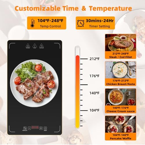 4-in-1 Detachable Electric Warming Tray, Expandable Buffet Server 33x15 Inch, 104-248°F with 24H Timer, Chafing, alternate