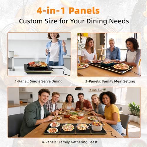 4-in-1 Detachable Electric Warming Tray, Expandable Buffet Server 33x15 Inch, 104-248°F with 24H Timer, Chafing, alternate