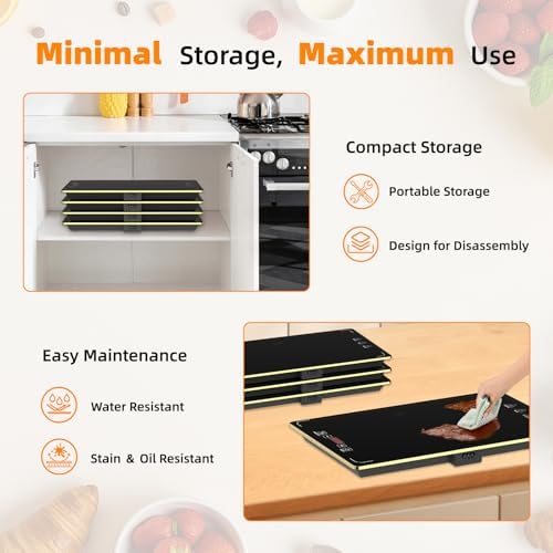 4-in-1 Detachable Electric Warming Tray, Expandable Buffet Server 33x15 Inch, 104-248°F with 24H Timer, Chafing, alternate