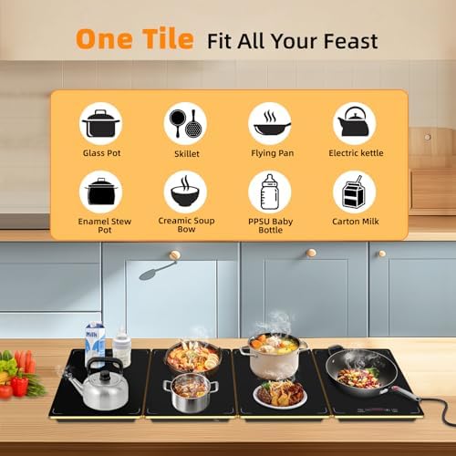 4-in-1 Detachable Electric Warming Tray, Expandable Buffet Server 33x15 Inch, 104-248°F with 24H Timer, Chafing, alternate