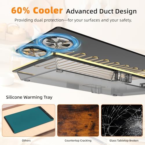 4-in-1 Detachable Electric Warming Tray, Expandable Buffet Server 33x15 Inch, 104-248°F with 24H Timer, Chafing, alternate