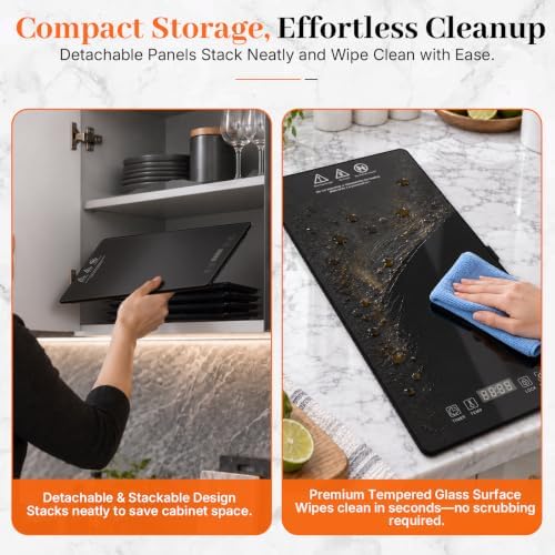 4-in-1 Electric Warming Tray, 31.5"×15.7" Food Warmer with Timer&Child Lock in Black, alternate view 5