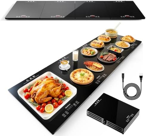 4-in-1 Food Warming Tray with Independent Temp & Timer